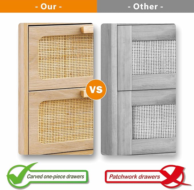 YAUKOMEL Rattan Nightstand, Wood End Table, Side Table - Image 5