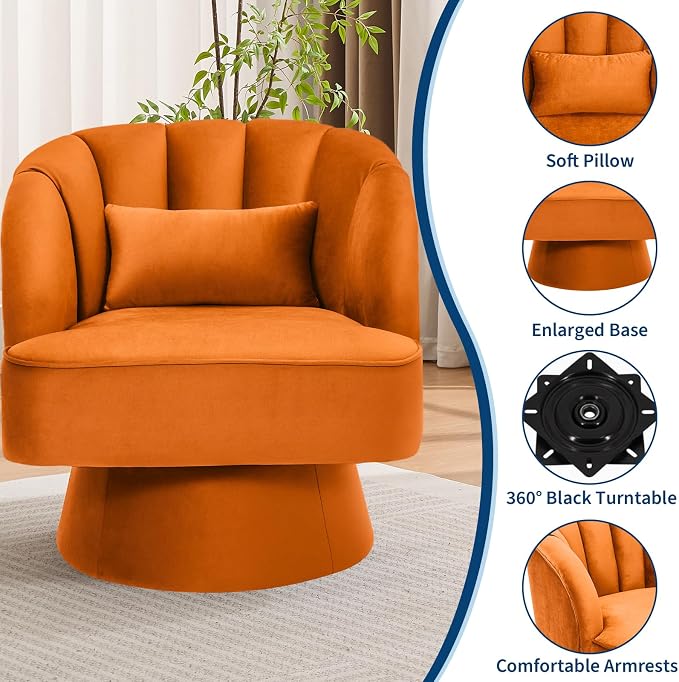 Garvee Ultra-Plush Swivel Accent Chair, 360° Barrel Lounge Chair - Image 5