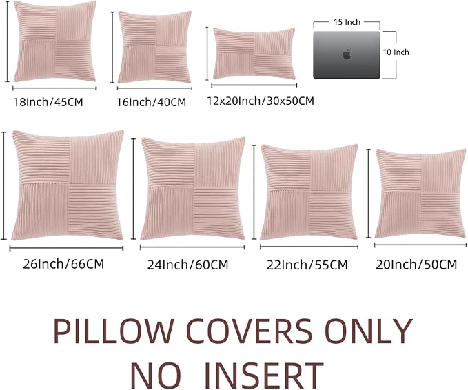 Fancy Homi 2 Packs Blush Pink Euro Decorative Throw Pillow Covers 26x26 Inch - Image 6