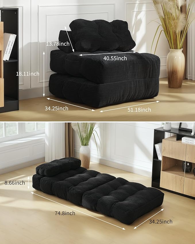 Folding Sofa Bed, 1 Person Sleeper Sofa - Image 2