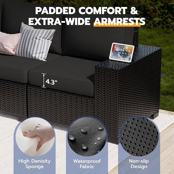 Patio Furniture Set, Wide Armrest Outdoor Furniture Set - Image 5