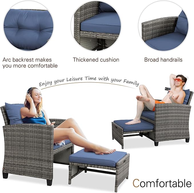 Vongrasig 5 Piece Patio Furniture Set, Small Balcony Furniture, PE Wicker - Image 6