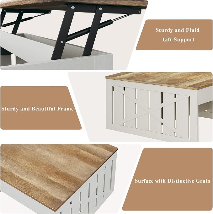HUAHUU Coffee Table, 31.5 Lift Top Coffee Tables - Image 5