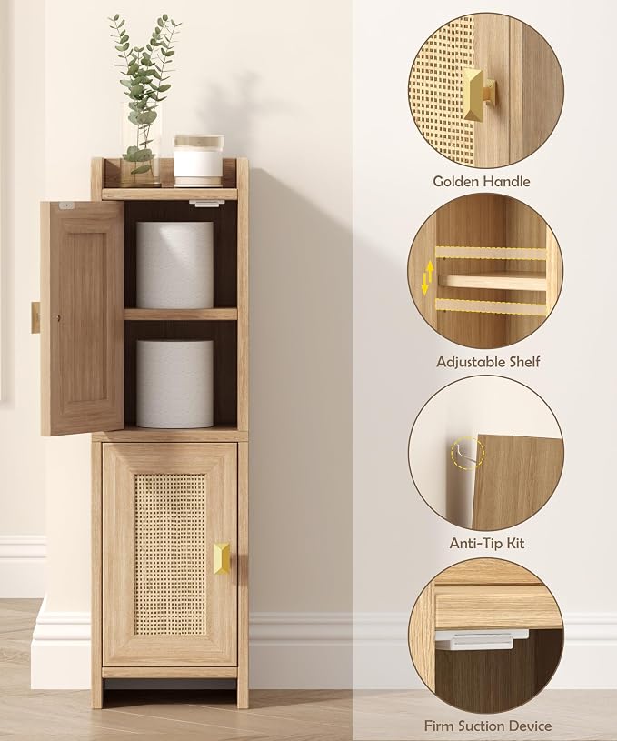 Akxomel Rattan Small Bathroom Cabinet - Image 5
