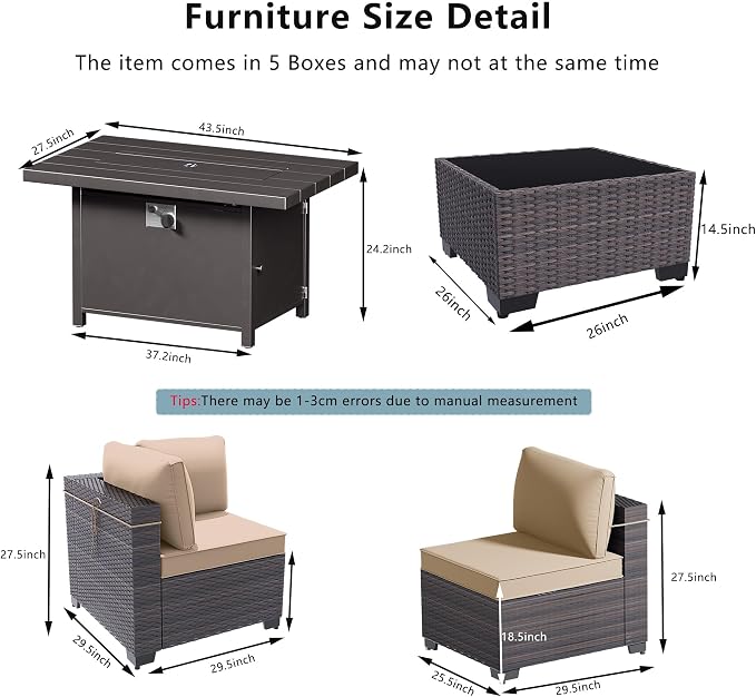 Outdoor Terrace Furniture Set, 8 Piece Outdoor Furniture Set, - Image 2