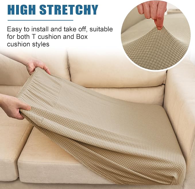 Water Repellent Couch Cushion Cover Loveseat Cover, Stretch Sectional Sofa Seat - Image 6