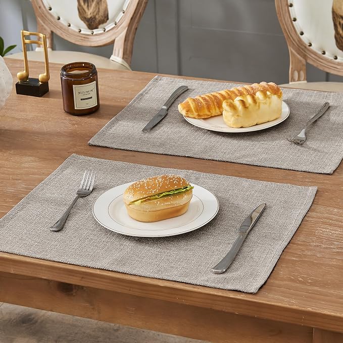 BALCONY & FALCON Placemats Set of 6 Faux Linen Cloth Place Mats Washable - Image 6