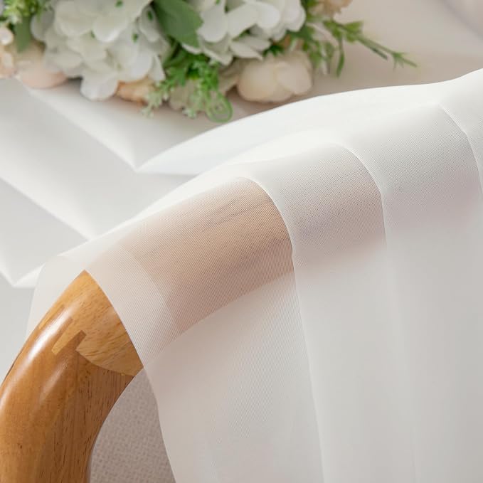 Simplebrand Ivory Sheer Kitchen Curtains - Image 5
