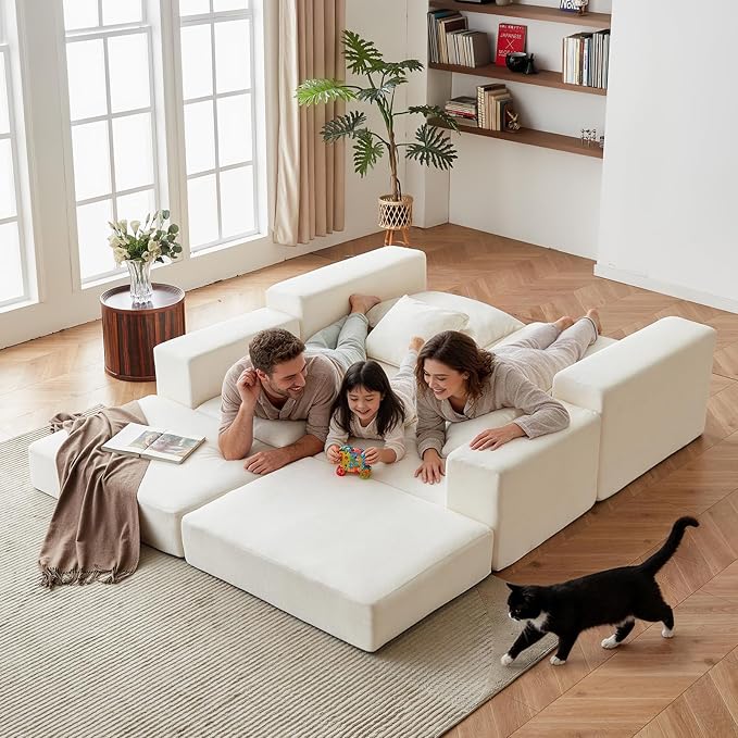 Modular Sectional Loveaeat Cloud Sofa, Boneless Couch - Image 5