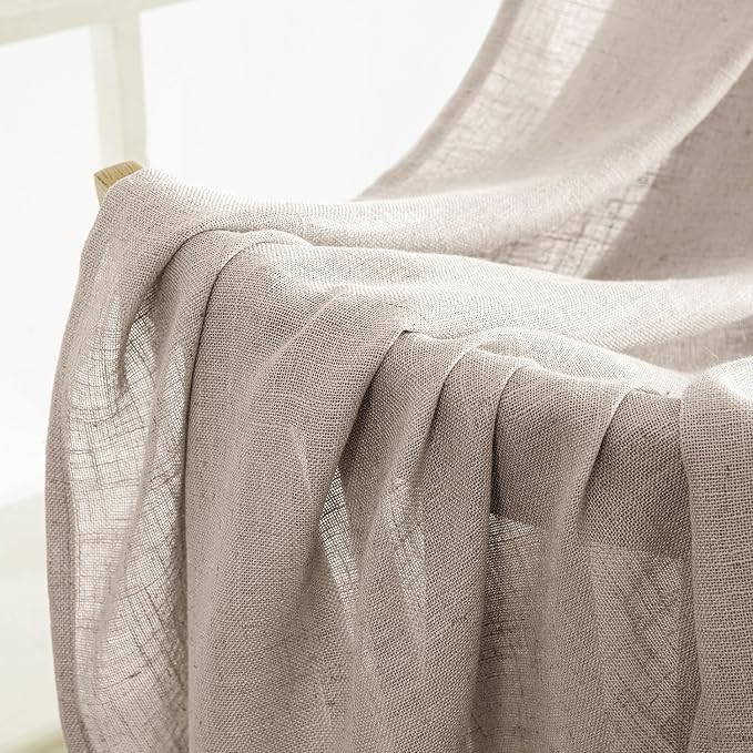MIULEE Natural Linen Curtains 90 Inch Long 2 Panels - Image 6