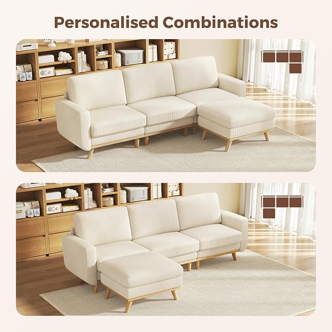 Vesgantti 97" Modular Sectional Sofa Beige, L-Shaped Couch - Image 3