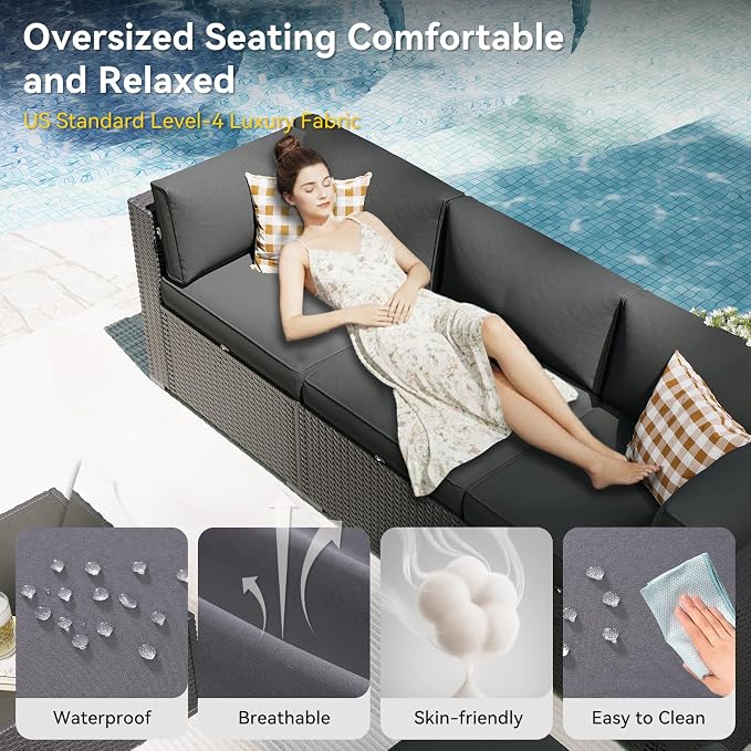 Aoxun 7 Piece Patio Furniture Set, Outdoor Sectional Sofas - Image 3