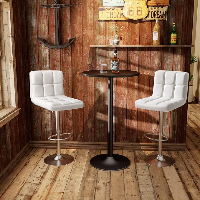 Homall Bar Stools Modern PU Leather Adjustable Swivel Barstools, Armless - Image 7