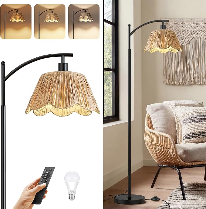 Oneach Boho Floor Lamp with 3 Color Temperatures, Farmhouse Floor Lamps - Image 6