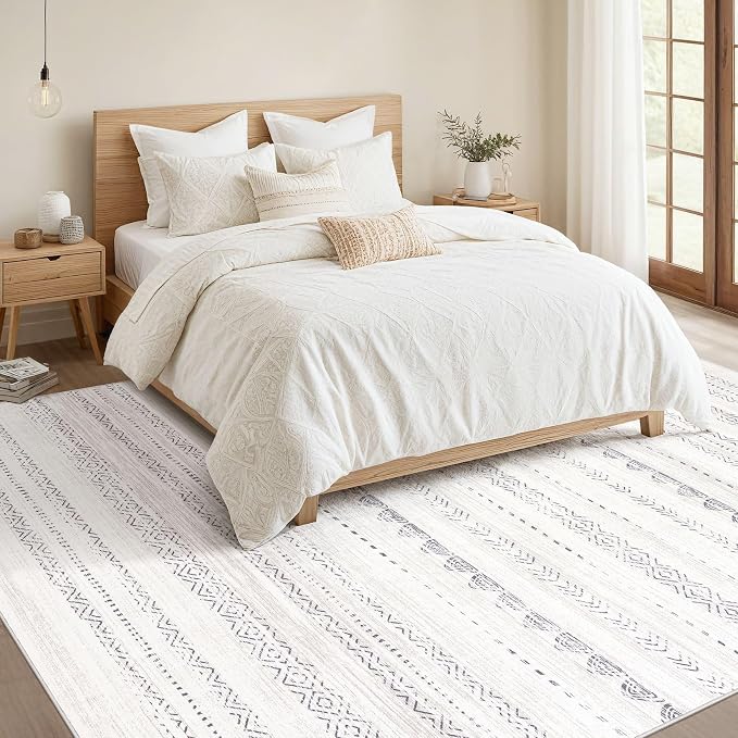Nakagishi 10x13 Area Rugs Living Room: Washable Boho Large Neutral Soft - Image 5