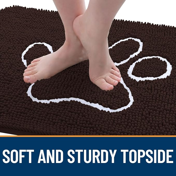 OLANLY Dog Door Mat for Muddy Paws 59x20, Paw Print Design, Absorbs Moisture - Image 4