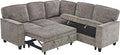 L-Shaped Sectional Couch with Storage and Pull Out Bed, Convertible Sofa Bed by LITVZ