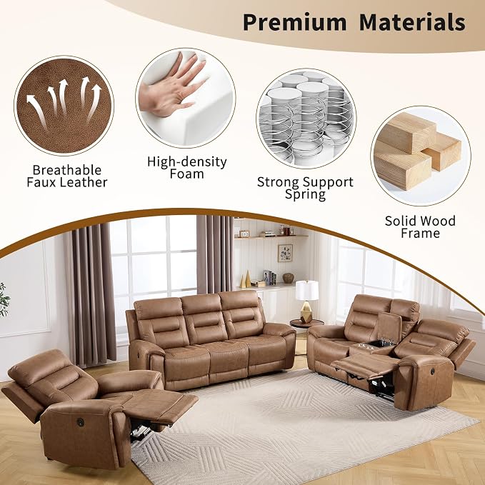 ANJ 2-Piece Faux Leather Power Recliner Sofa Set - Image 7