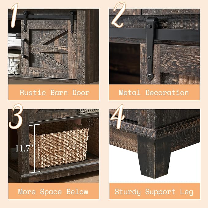 AMERLIFE Farmhouse 4-Piece Living Room Set, Entryway Console - Image 6