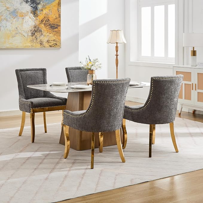 Upholstered Dining Chairs Set of 6, Modern Fabric Side Chairs - Image 2