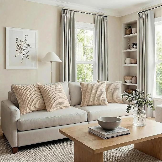 Fancy Homi 4 Packs Tan Decorative Throw Pillow Covers 18x18 Inch - Image 6
