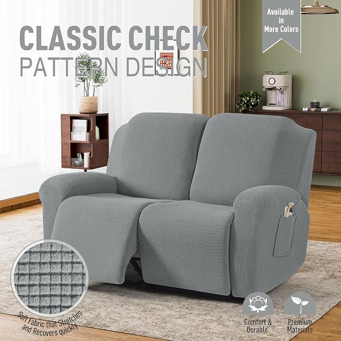 TAOCOCO Recliner Loveseat Slipcover, 6 Pieces Dual Recliner Sofa Covers - Image 2