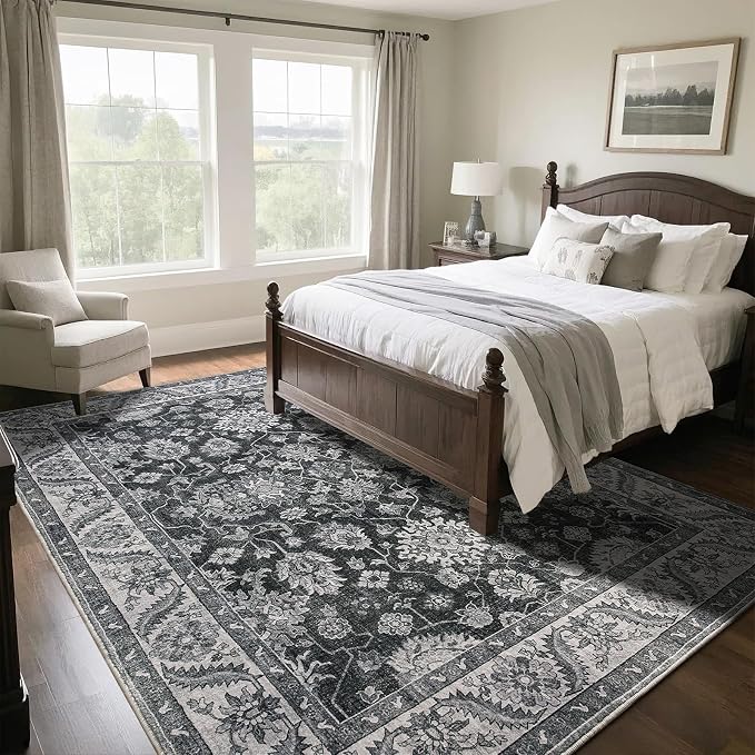 Area Rug for Living Room, 8x10 Area Rugs Washable, Retro Floral Non-Slip Carpet - Image 6