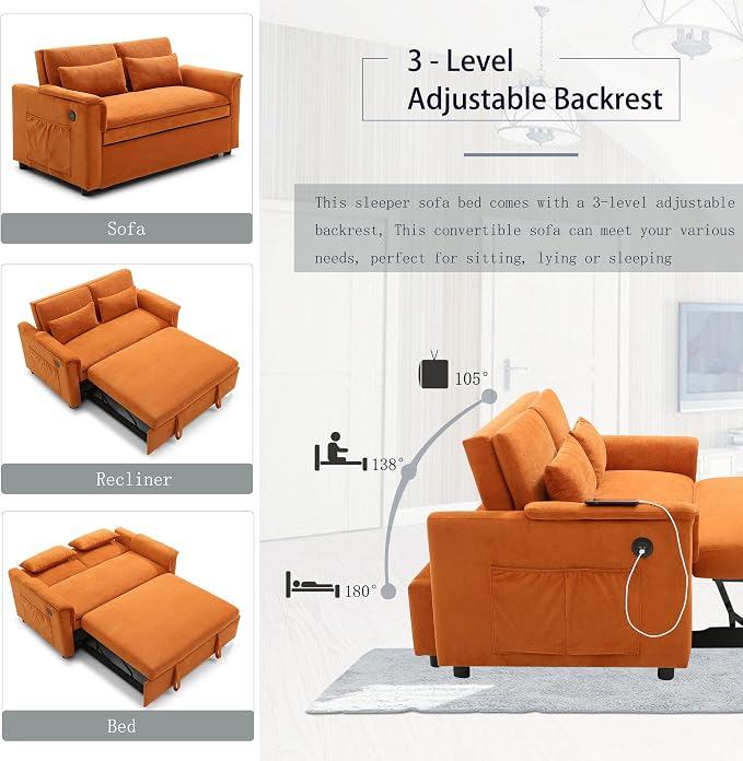 55.5" Small Sleeper Sofa Couch - Image 6