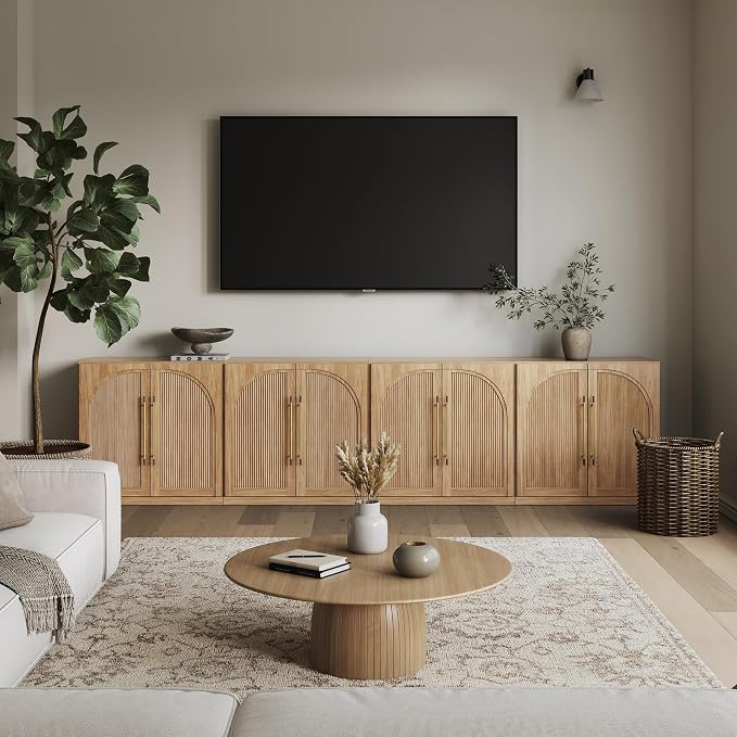 BELLEZE 4-Piece Modular TV Stand Set -Fluted Entertainment Center by BELLEZE