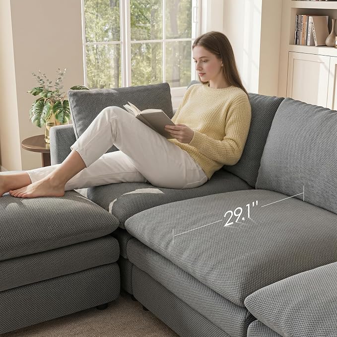 97" Cloud Couches for Living Room, 29.1" Deep Seat Modular Sectional Sofa - Image 4