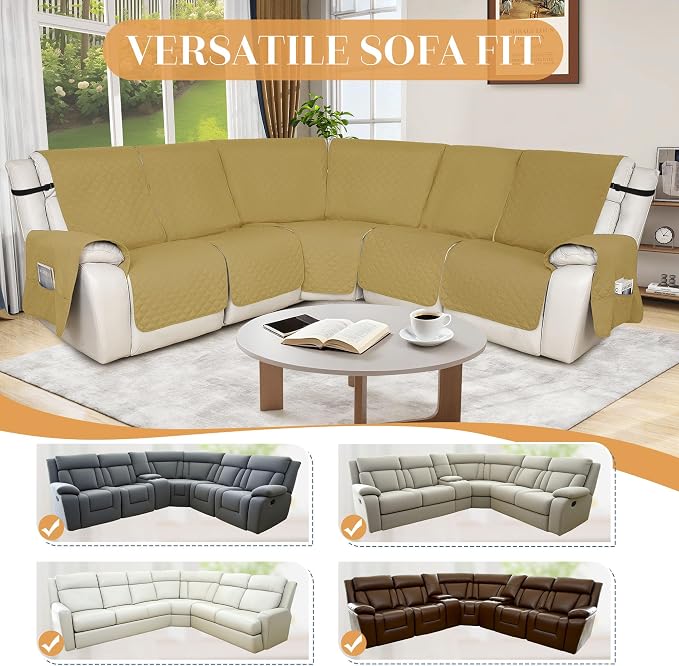 HDCAXKJ 100% Waterproof Reclining Sectional Couch Covers L Shape Recliner Sofa - Image 5