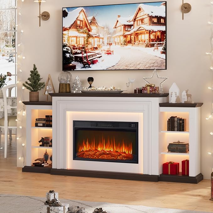 80" LED Lights Electric Fireplace by BOSHIROFurniture