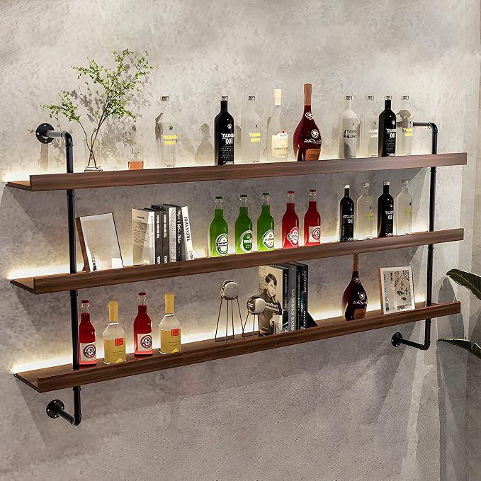 Solid Wood Wall Mounted Wine Rack, Large Bar Shelf by jvsufuik