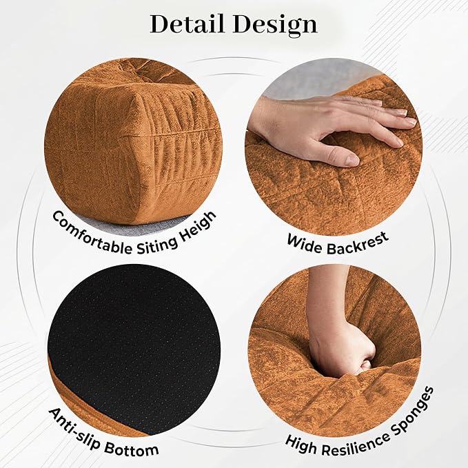 Bean Bag Chair, 2 Seater Lazy Bean Bag Sofa Memory Foam Couch, Giant Bean Bag - Image 5