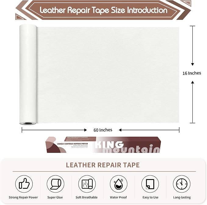 KING MOUNTAIN Leather Repair Patch, 16 x 60 Inches self Adhesive Leather Repair - Image 4