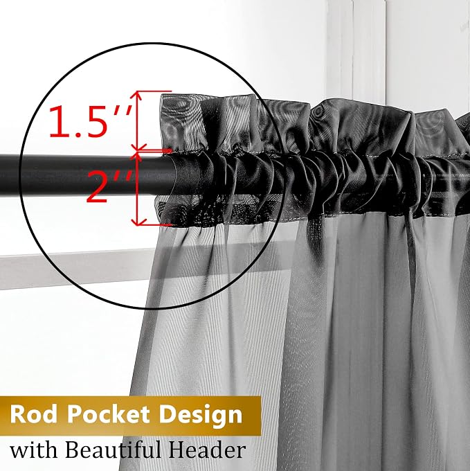 Aiyufeng Long Sheer Black Curtains - Image 6