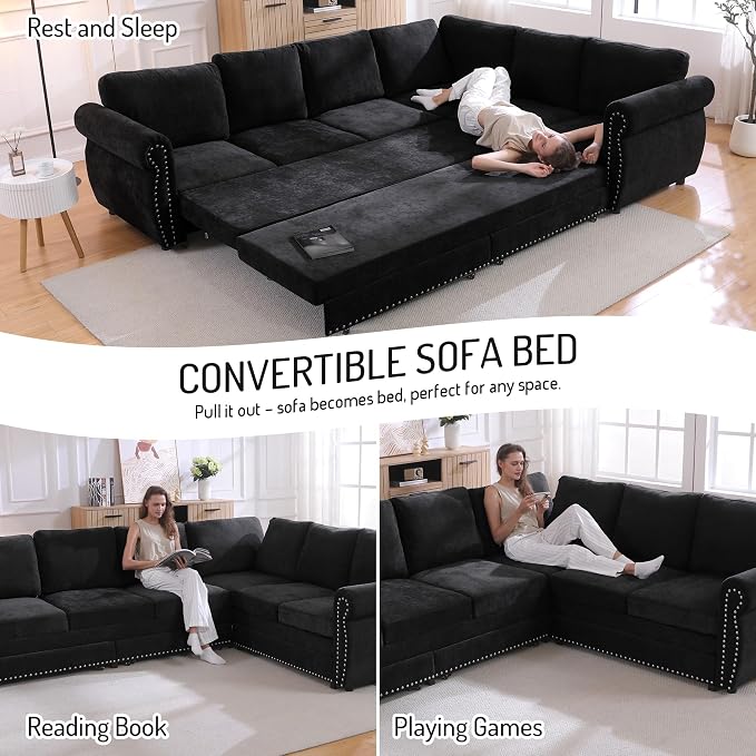 118" L-Shaped Sleeper Couch Bed - Image 3