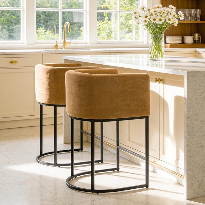 ClinQ 26" H Counter Height Bar Stools Set of 1, Modern Barrel Counter Stools - Image 6
