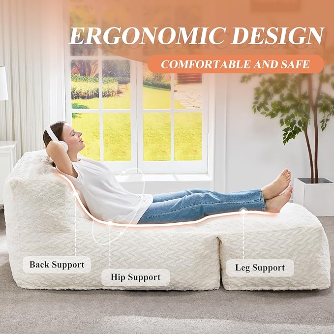 Hobestluk Bean Bag Chair Big Bean Bag Lounger - Image 6
