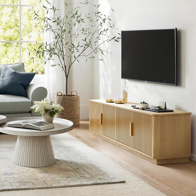 win2win 67" TV Stand for 80 Inch TV, Modern Fluted Entertainment Center - Image 8