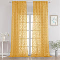 Chyhomenyc Extra Long Gold Sheer Curtains 108 Inch Length 2 Panels Set by Chyhomenyc