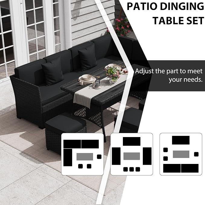 KIGOTY 7 Piece Patio Furniture Set, Outdoor PE Wicker Rattan Outdoor Dining Set - Image 5