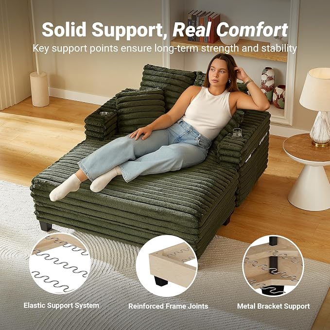 Amsleekey 64" Chaise Lounge Chair Indoor, Oversized Sleeper Chair - Image 5