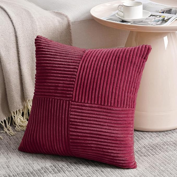 Fancy Homi 2 Packs Burgundy Euro Decorative Throw Pillow Covers 26x26 Inch - Image 2