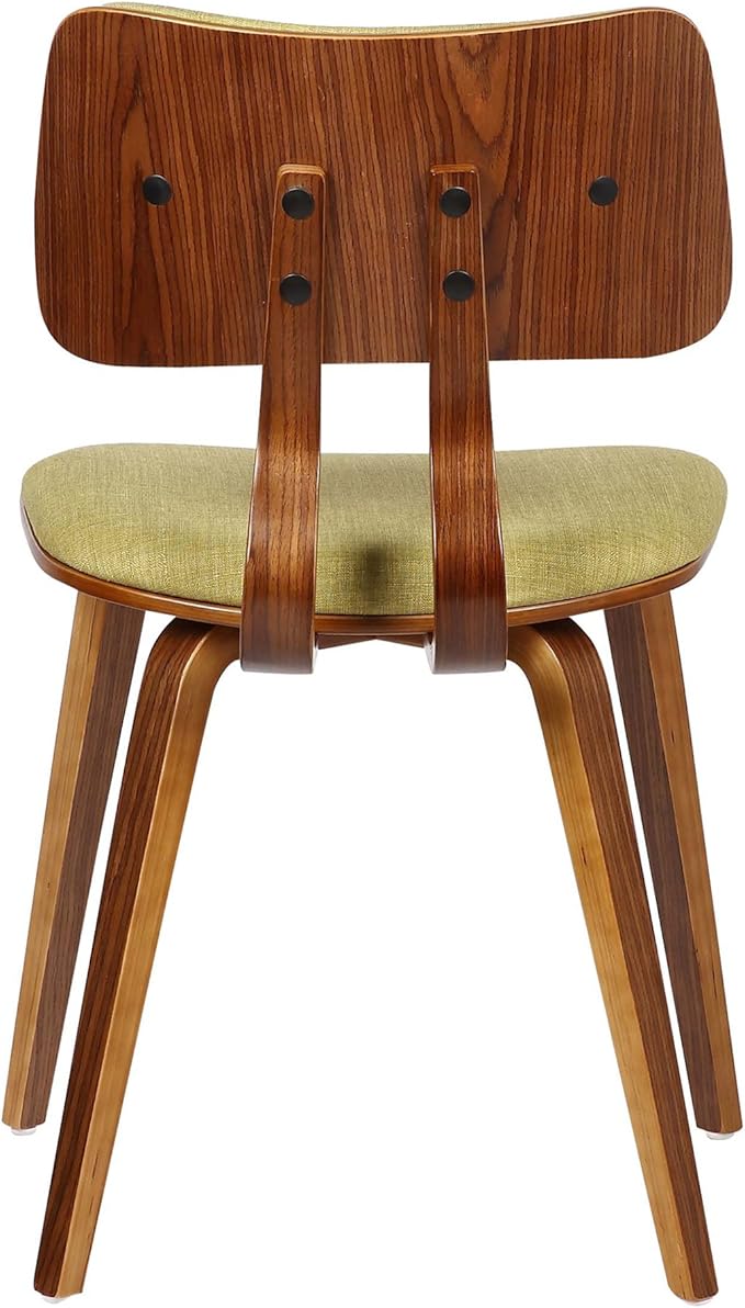 Armen Living Jaguar Mid-Century Dining Chair in Walnut Wood and Green Fabric - Image 8