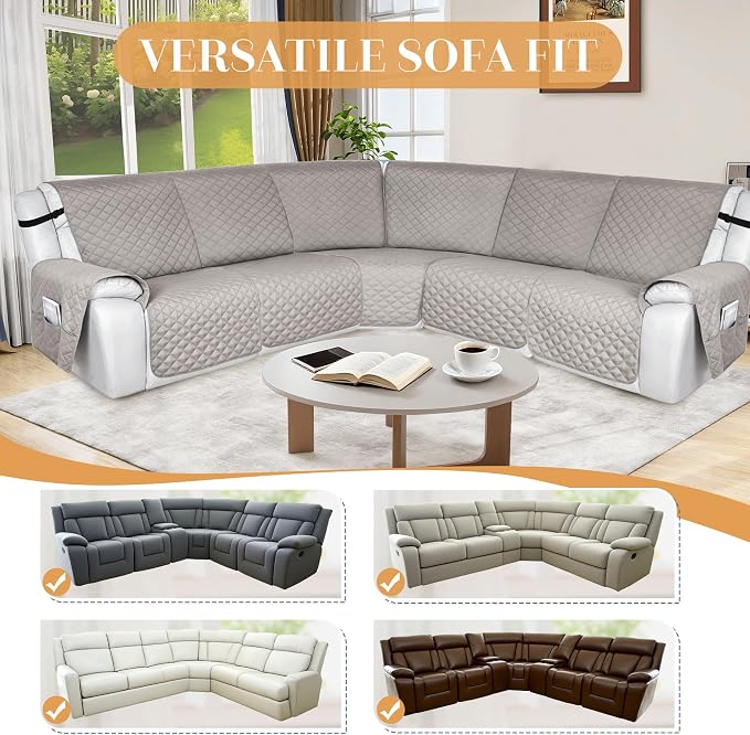 HDCAXKJ 100% Waterproof Reclining Sectional Couch Covers L Shape Recliner Sofa - Image 6