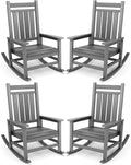 SERWALL Outdoor Rocking Chair Set of 4, HDPE Rocking Chair by SERWALL