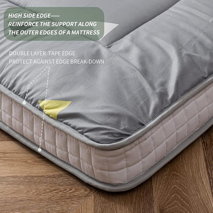 MAXYOYO Grey Triangle Futon Mattress, Padded Japanese Floor Mattress Quilted - Image 8