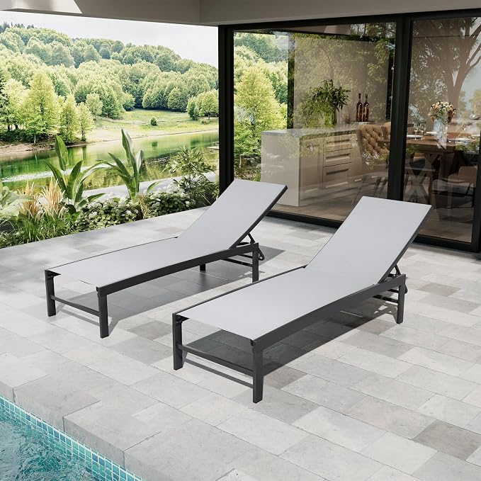 Crestlive Products Chaise Lounge Chair Outdoor Set of 2, Adjustable 5 Positions - Image 9