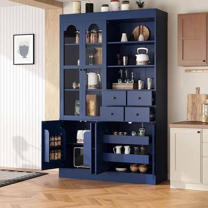 VilroCaz 75'' Tall Freestanding Kitchen Pantry Cabinet, Wood Large Cupboard by VilroCaz